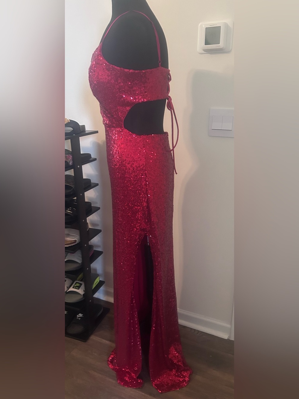 Sz 13 Red Honey and Rosie Sequin floor length gown - Picture 3 of 6